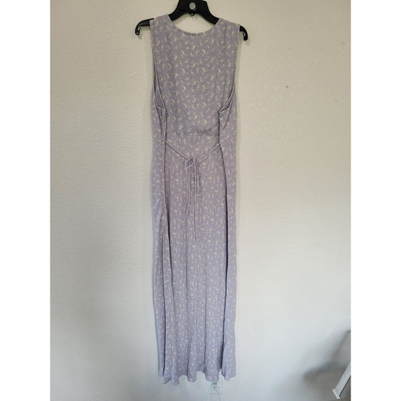 Treasure & Bond Floral Print Maxi Dress Lavender Sleeveless‎ V Neck Tie L #21 - Picture 4 of 11